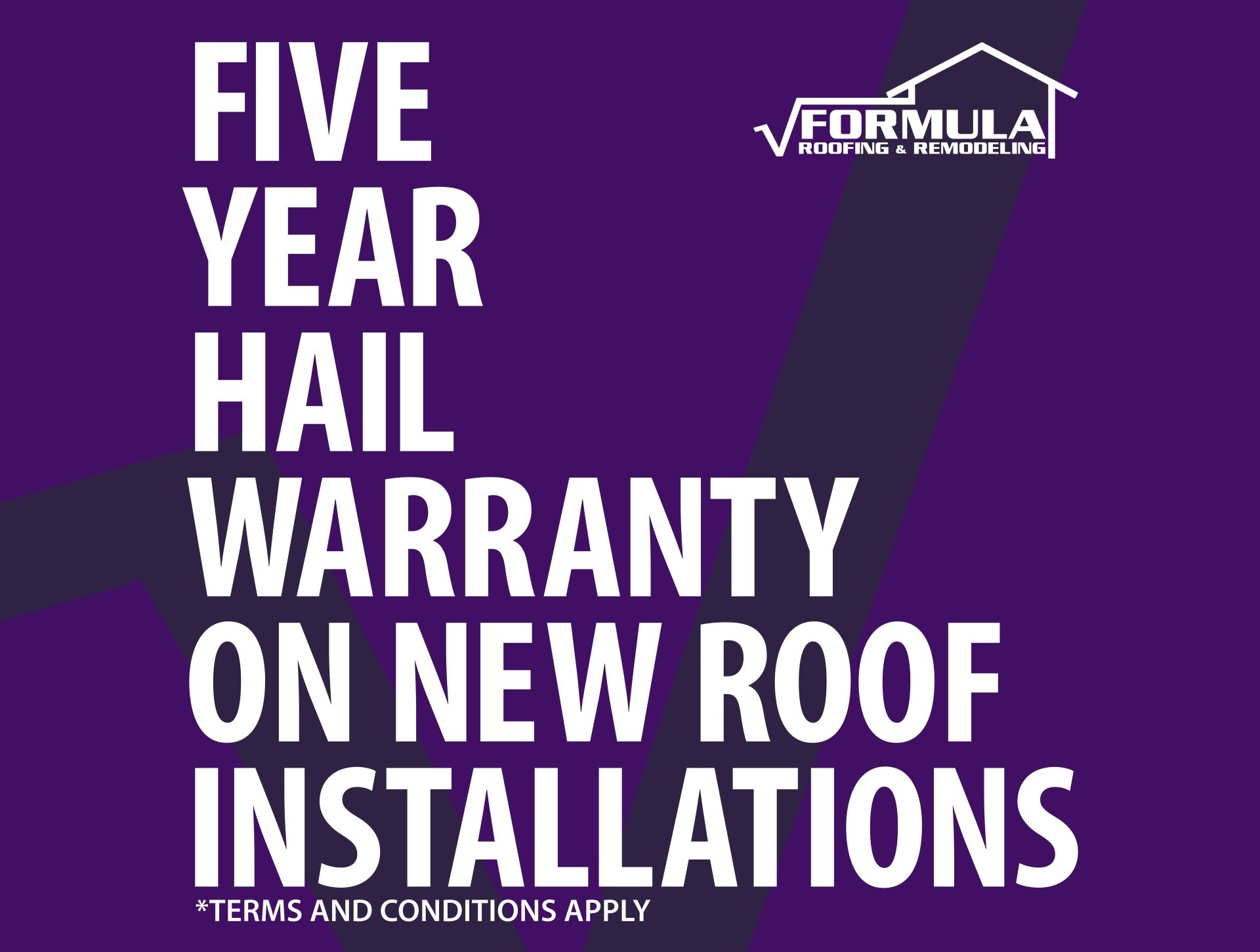 Five year hail warranty on new roof installations